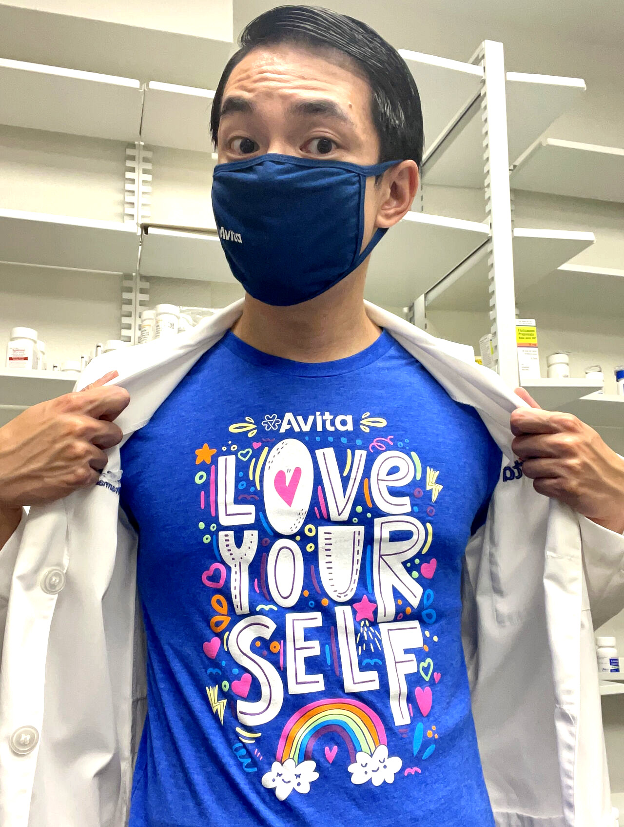Pharmacist with Avita "Love Your Self" tshirt